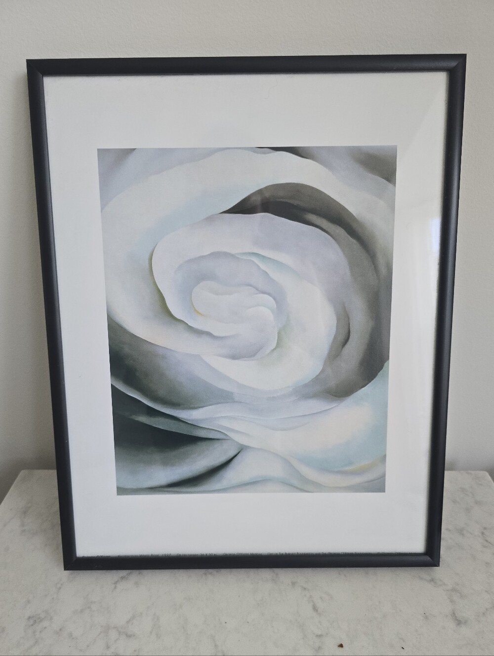 Georgia O'Keeffe Abstraction White Rose Matted Framed Art Print 11x14 Minimal